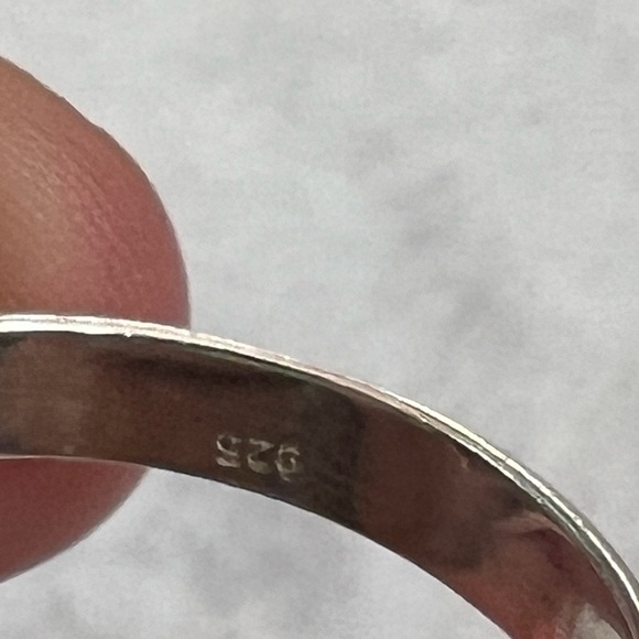 925 silver Pink Oyster Copper Turquoise Ring Size 9 -9.25 - Picture 4 of 5